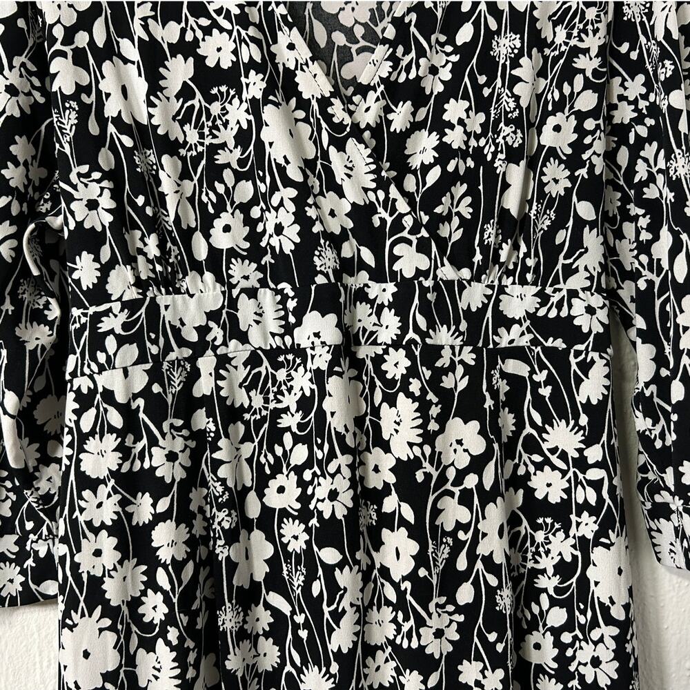 Motherhood Maternity Black White Floral Midi Wrap Dress Size Large Jersey‎ - Picture 6 of 7